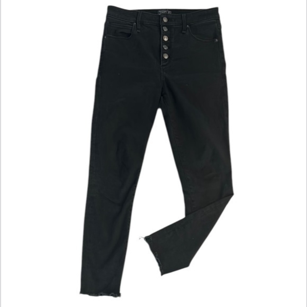Abercrombie high rise super skinny ankle jeans in black size 28